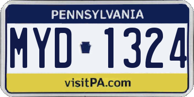 PA license plate MYD1324