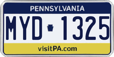 PA license plate MYD1325
