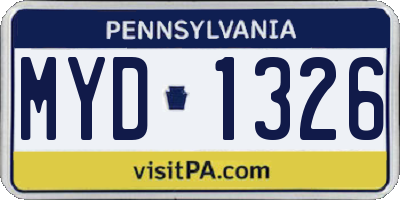 PA license plate MYD1326