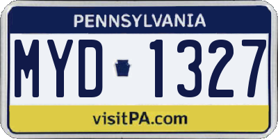 PA license plate MYD1327