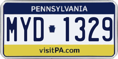 PA license plate MYD1329