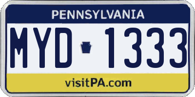PA license plate MYD1333