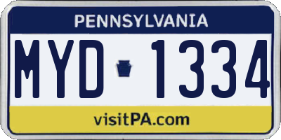 PA license plate MYD1334