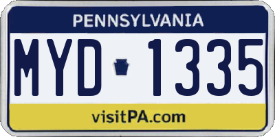 PA license plate MYD1335
