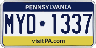 PA license plate MYD1337