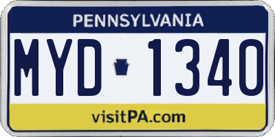 PA license plate MYD1340