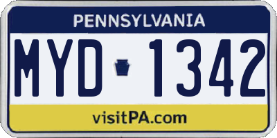 PA license plate MYD1342