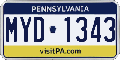PA license plate MYD1343