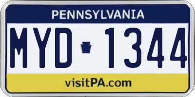 PA license plate MYD1344