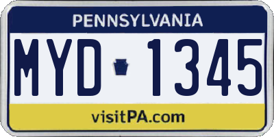 PA license plate MYD1345