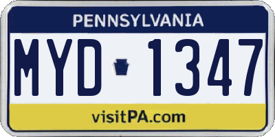 PA license plate MYD1347