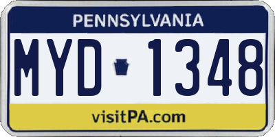 PA license plate MYD1348
