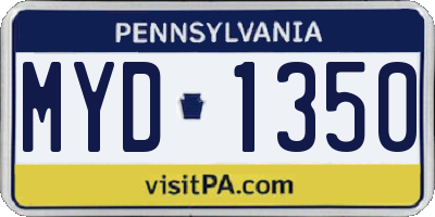 PA license plate MYD1350