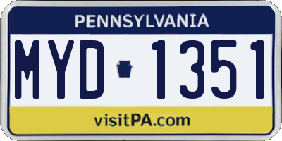 PA license plate MYD1351