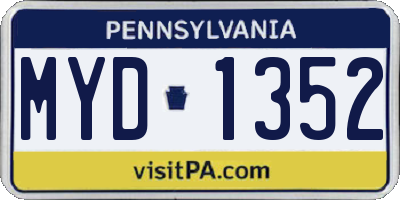 PA license plate MYD1352