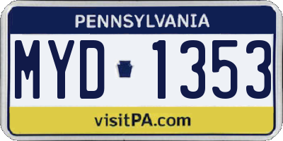 PA license plate MYD1353
