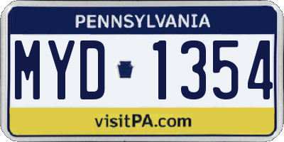 PA license plate MYD1354