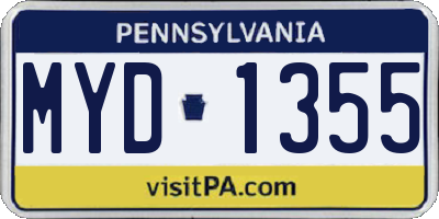 PA license plate MYD1355