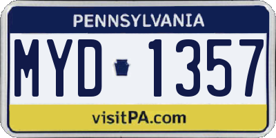 PA license plate MYD1357