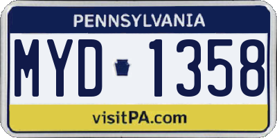 PA license plate MYD1358