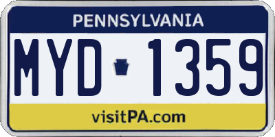 PA license plate MYD1359