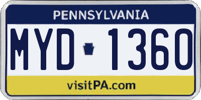 PA license plate MYD1360