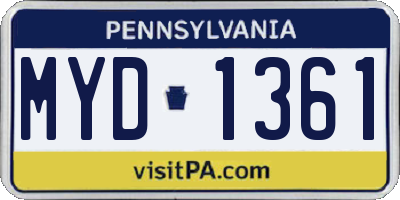 PA license plate MYD1361