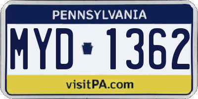 PA license plate MYD1362