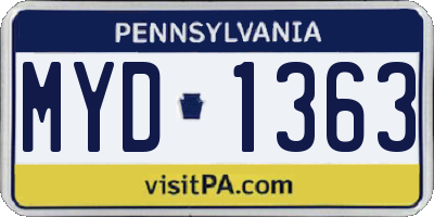 PA license plate MYD1363