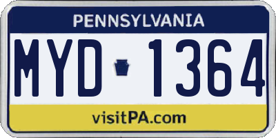 PA license plate MYD1364