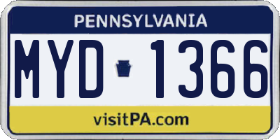 PA license plate MYD1366