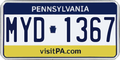 PA license plate MYD1367