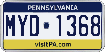 PA license plate MYD1368
