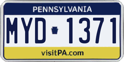PA license plate MYD1371