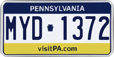 PA license plate MYD1372