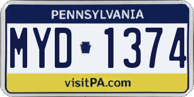 PA license plate MYD1374