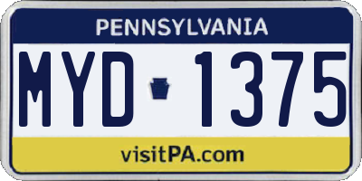 PA license plate MYD1375