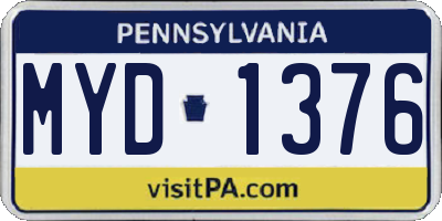 PA license plate MYD1376