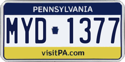 PA license plate MYD1377
