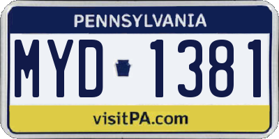 PA license plate MYD1381