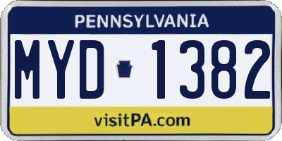 PA license plate MYD1382