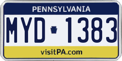 PA license plate MYD1383