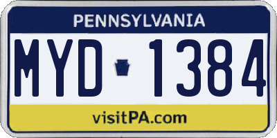 PA license plate MYD1384