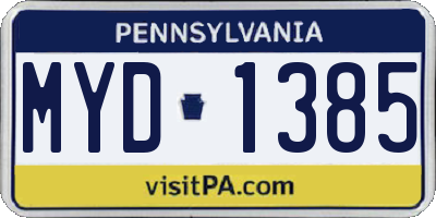 PA license plate MYD1385