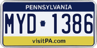 PA license plate MYD1386