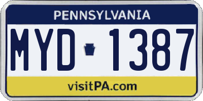 PA license plate MYD1387