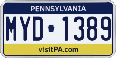 PA license plate MYD1389