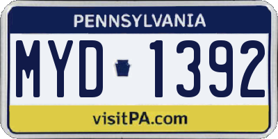 PA license plate MYD1392