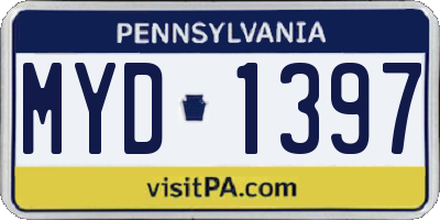 PA license plate MYD1397