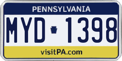 PA license plate MYD1398